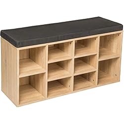 tectake Banc de Rangement à Chaussures avec Coussin d'assise Armoire 103,5x48x30cm - diverses Couleurs au Choix - (Chêne | No. 402076)
