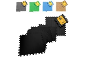 JOWY Pack Esterilla de Fitness y Ejercicios Gimnasio Tatami Puzzle -Pack Alfombra Espuma Suave Máxima protección para tu Suelo. (Negro, 8 Piezas (2,88m2))