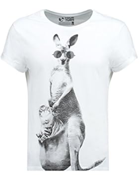 YOURTURN T-Shirt Herren Weiß o. Blau, gemustert – Printshirt in Kurzarm mit Tiermotiv – Herren Tshirt mit Aufdruck...