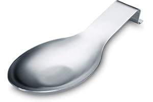 HOMQUEN Soporte De Cuchara Plata Mate,Soporte De Cuchara De Acero Inoxidable Para Parte Superior De La Estufa,Soporte De Utensilios De Cocina Para Cucharones,Soporte Para Tapa De Olla(1 Pieza De 9,5 Pulgadas)