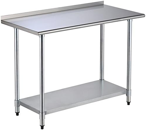 Makeonsale 4FT(L)*2FT*2.95FT Kitchen Restaurant Prep Table W/Backsplash Stainless Commercial Catering Table