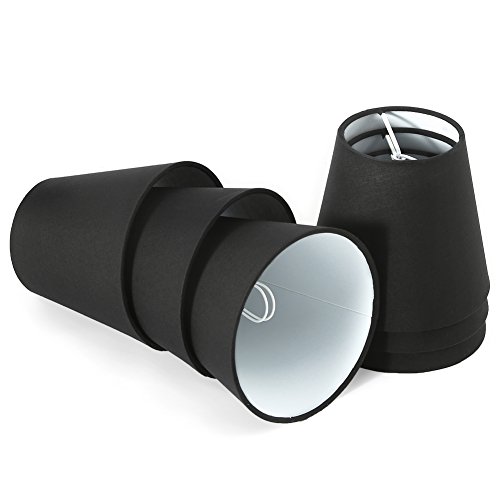 Preisvergleich Produktbild Fuloon 6er Set Lampenschirme für Kerze Kristall Kronleuchter Wandleuchte Hängelampe Stoff Lampenschirm (6er Set, Schwarz)