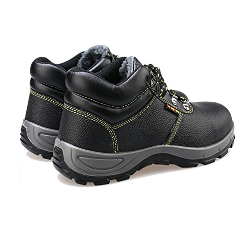 NiSeng Herren Kunstleder Rutschfeste Arbeitsschuhe für Winter Gemütlich Footwear Bikerstiefel - 3