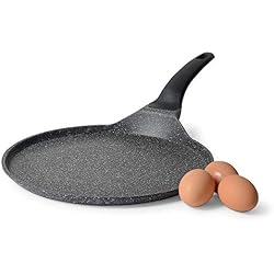 ProCook Granite - Poêle à Crêpe Induction - Revêtement antiadhésif Effet Pierre - Garantie sans PFOA - Manche Isolant Bakélite - Crêpière 28cm