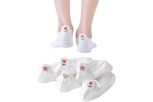 Alxad 5 Paires Chaussettes Femme 35 38 Fantaisie Socquettes Courtes Mignonnes Respirant Sport Chaussettes Basses en Coton pour Femme Fille