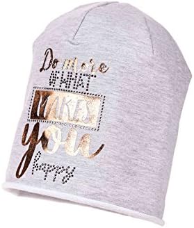 Girls Baby Girl Pure Cotton Beanie Hat Pink Ecru Grey Size 50cm 52cm 54cm (2-3 years 52cm, Grey)