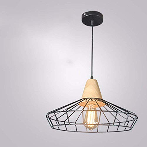 NG GN Gzz Deng Inicio Iluminación Exterior Lámpara Colgante Lámpara de Techo Sombra de lámpara para Bar Cafe E27 Estilo Europeo Creativo Barra de iluminación Industrial Hierro Madera 40X24Cm