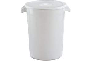 Cubo Industrial 100L – Blanco, Apto para Uso Alimentario | Apilable con Asas Ergonómicas y Base con Ruedas Opcional – Denox