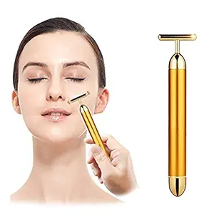 PIARA 24K Gold Energy Beauty Bar Electric Facial Massage Roller Waterproof Face Skin Care Antiwrinkle Massager for Forehead Cheek Neck