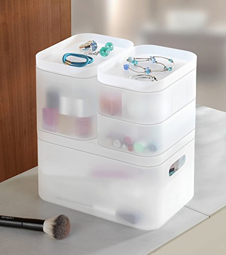 WENKO Stapel-Organizer Ice Cube Weiß Set aus 4 Boxen