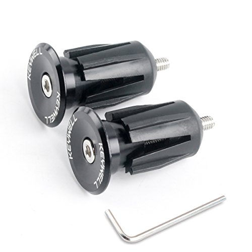 Keywell Bar End Plugs Bouchons End Caps Guidon de Vélo Guidon Idéal pour la Plupart des Vélos Vélo de Montagne Vélo de Route BMX VTT Fixie (en Aluminium, 2 Fils), Noir