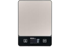 MAUL pèse lettre MAULlibra 19,7x14,7cm | Balance pouvant peser jusqu'à 5kg | Moderne balance de cuisine avec graduation de 1g | Mise à zéro automatique | Piles incluses | Noir
