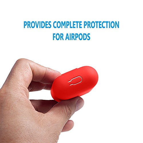 AirPods Case Protective  FRTMA Silicone Skin Case with Sport Strap for Apple AirPods  Red