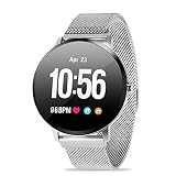 TEEPAO Smart Watch V11 Fitness-Tracker, 3,3 cm Touchscreen, IP67, wasserdicht, BT4.0, Herzfrequenz, Blutdruckmessgerät, Sportarmband, Aktivität, Fitness-Armband für Android iOS Silber