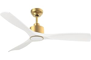 OFANTOP 132cm DC Motor Deckenventilator mit led Beleuchtung, Ventilator Lampe mit Fernbedienung, 3 Farbtemperaturen & 6 Windgeschwindigkeiten, IP44 - Weißgold