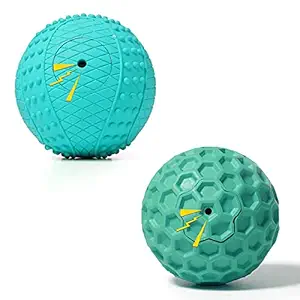 Dog Squeaky Toys, Non-Toxic Rubber Dog Play Balls Interactive and Training Dog Chew Toy for Puppy Small Medium Pet Dogs (6cm+8cm Pack of 2 for Aggressive chewers)