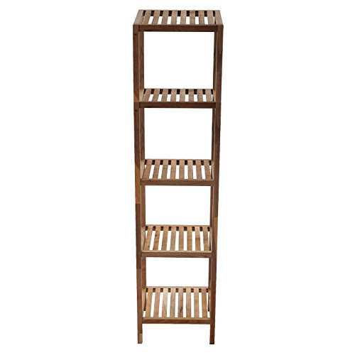 Holzregal T520, Badregal Haushaltsregal Standregal, Walnuss geölt ~ 5 Böden - 4
