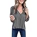 Produktbild Tianwlio Damen Lässige Langarmshirt Hoodie Pullover Weihnachtsaltes Lässige Feste V-Ausschnitt Lange Puffärmel Gekräuselten Pullover Shirt Top Bluse Dunkelgrau L