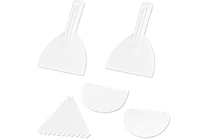 ROSYLEVE Set spatola per impasto, 5 Pcs RaschiettoTaglia Impasto, Spatola per impasto in plastica, spatola per pizza pane con fori di sospensione cucina (bianco)