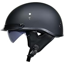 Produktbild von Halbschalenhelm Motorrad Motorrad Halbschalenhelm Aus Deutschem Leder, 100% ECE Zertifiziert, Halbschalenhelm+Brille, Retro Open Face Helm Mit Verstellbarer Schnellverschlussschnalle Für Cruiser 55~62CM Klapphelm Motorrad Herren
