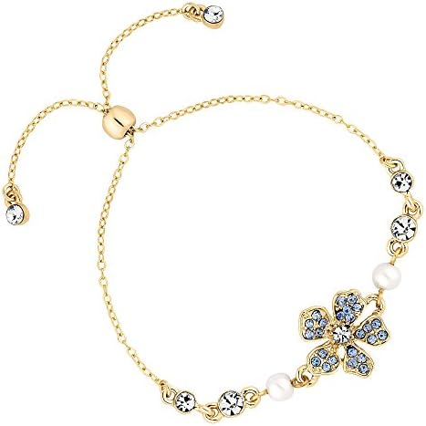 Designer flower and pearl toggle bracelet