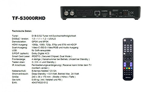 Topfield TF-S3000RHD HD Digital Satelliten Receiver für die ORF Karte inkl. HDMI Kabel - 6