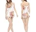 Produktbild Swallowuk Damen Sexy Blumen Drucken Pyjama Rückenfrei Trägershirt Shirt und Shorts Set Kurz Schlafanzüge Nachtwäsche Set (XXL, Weiß)