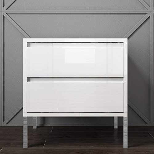 Austin White High Gloss 2 Drawer Bedside Table Amazon Co Uk
