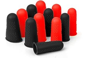 HYDREAM Custodie Proteggi Dito Salvadita in Silicone, 12 Pezzi Protezione Dita Finger Protezioni per le Dita per Colla a Caldo Adesivi Resina Cera Cucitura Mestiere di Cucito ecc, 3 Dimensioni (Rosso&Nero)