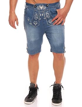 Wanderwald Herren Denim Short Premium Falke Trachten Jeans Lederhosen Stil