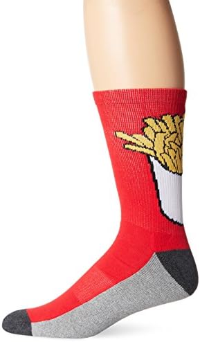 KurB Men's Fries Crew Sock, Red, 10-13/Shoe Size 6-12