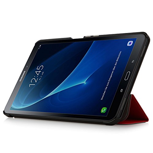 iHarbort® Premium Hülle für Samsung Galaxy Tab A 10.1 (SM-T580/T585) – Samsung Galaxy Tab A 10.1 hülle Etui Schutzhülle Case Cover Holder Stand mit Smart Auto Wake / Sleep-Funktion (Rot) - 2