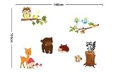 Waldtier Eule Bär Hirsch Igel Eichhörnchen Baum Kinderzimmer PVC Wandtattoo Wandsticker - 5