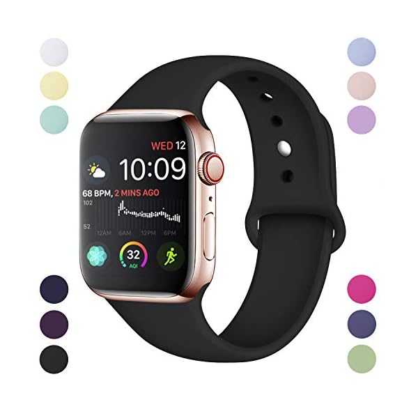 Hamile Armband Kompatibel für Apple Watch 38mm 42mm 40mm 44mm, Weiche Silikon Wasserdicht Ersatz Uhrenarmbänder für Apple Watch Series 5, Series 4, Series 3, Series 2, Series 1 S/M, M/L, 20 Farben