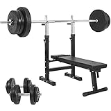 💪 MAßE - Ausgeklappt: 123 x 54 x 99 cm, Zusammengeklappt: 54 x 133 x 47 cm, Eigengewicht: 20 kg, max Belastbarkeit Hantelablage: 200 kg, max. Belastbarkeit Liegefläche: 300 kg; Langhantelstange: 170 cm lang, 10 kg schwer, Aufnahmefläche je Seite 31,1 cm; Kurzhantelstange: 35 cm lang, 2,5 kg schwer, Aufnahmefläche je Seite 10,4 cm