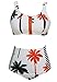 Produktbild New Damen Weiß Palm Print Reißverschluss Spitze hohe Taille Bikini Bademode Beachwear Summer Wear Bikini-Sets Größe L UK 12 EU 40