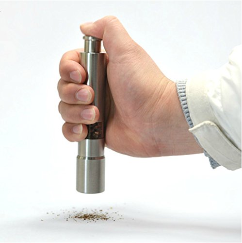 Glagie Pfeffermühle Salz und Pfefferstreuer Gewürzmühle 2er Set aus Edelstahl mit Einstellbarem Keramikmahlwerk und Sichtfenster Silber - 4