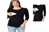 Black Maternity Breastfeeding top vest for easy breast feeding nursing (XL - Size 14, Black)