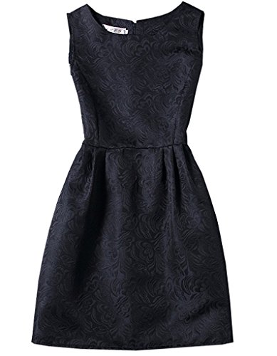 Black Ladies Flared Skater Short Mini Dress Sleeveless Pleated Womens Sizes XL
