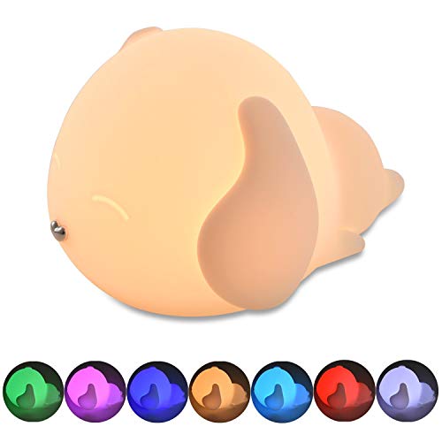Preisvergleich Produktbild YOZOOE Nettes Hundelichtlicht für Kinder, weiches Welpen-Kleinkind-Nachtlicht für Kleinkinder, Nachttischlampe für Kinderzimmer, empfindliche Armaturensteuerung 7 Farben veränderbar und 3-Modus-Hellig