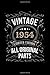 Produktbild Vintage 1954 Limited Edition All Original Parts: Notizbuch und Tagebuch zum 65. Geburtstag im A5-Format Retro Design, gepunktet, 120 Seiten