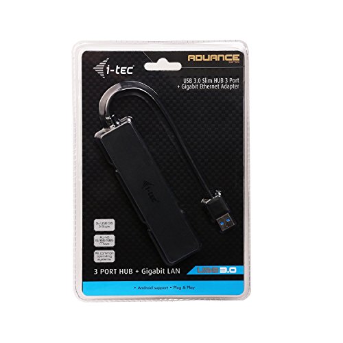 i-tec USB 3.0 Slim HUB 3 Port + Gigabit Ethernet Adapter, USB 3.0 auf RJ-45, 10/100/1000 Mbps, 3x USB 3.0 Port, für Notebook Ultrabook Tablet PC, Windows Mac Linux Android - 7