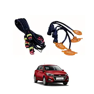 PRIKNIK LED Grille Lights Amber Yellow Grill Led with Fuse Adapter Wiring Harness Kit (4PCS, Amber Shell with Amber Light) Compatible with i20 Elite