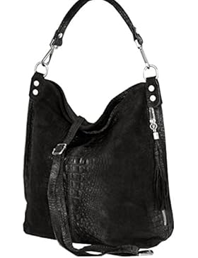 Beuteltasche Shopper Schultertasche Mod. 2107 echtes Leder (Kroko) Italy