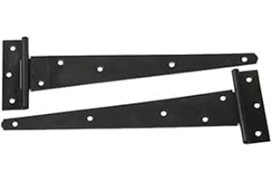SECURIT 2x 12" Tee Hinges, Shed Door Hinge, Gate Hinge, Black