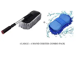 GANPRA Car Cleaning Duster 1 Pc. & 1 Pc. Microfiber Washing Sponge_Combo Kit