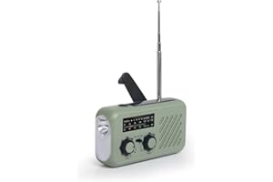 BOROCO XLN-297WB Radio Solaire d'urgence, à manivelle, Auto-alimentée, avec Lampe de Poche LED, Alarme SOS, AM/FM, météo Wind Up, pour Charge d'urgence de Smartphone, avec USB