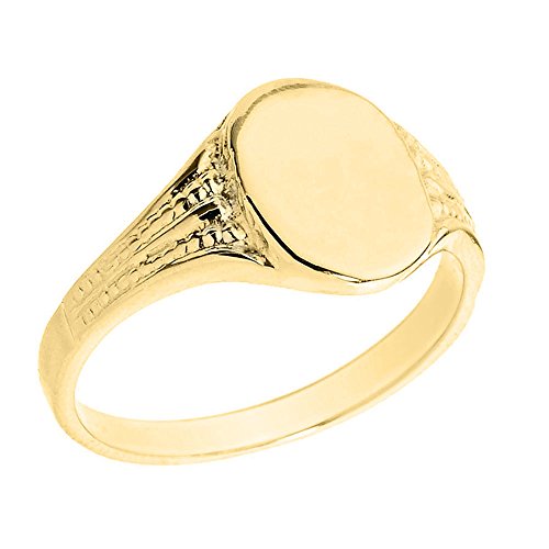 Kleine Schätze Herren Ring/Verlobungsring/partnerring 9 Karat Gelbgold Oval Gravierbare Herren Signet Siegelring Ring