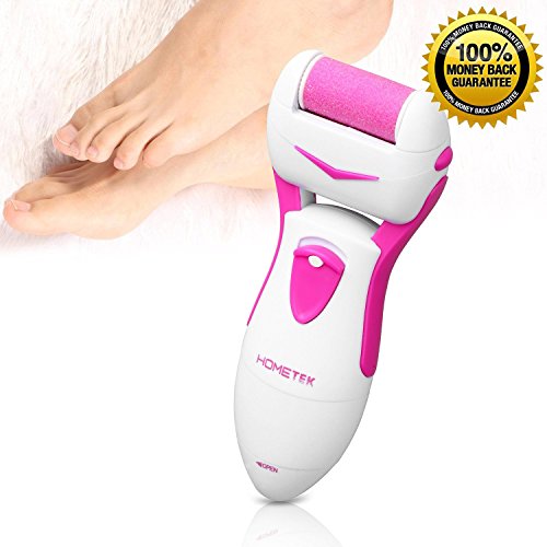 HOMETEK Professional Electronic Pedicure Foot File and Callus Remover - Gently and Effectively Remove Dead Skin and Reduce Calluses (Pink)