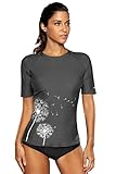 CharmLeaks Damen Rash Guard Kurzarm UV-Schutz (UPF) 50+ Grau...